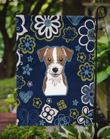 Blue Flowers Jack Russell Terrier Flag Garden Size BB5053GF