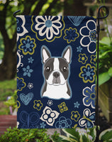 Blue Flowers Boston Terrier Flag Garden Size