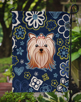 Blue Flowers Yorkie Yorkishire Terrier Flag Garden Size