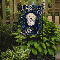 Blue Flowers Golden Retriever Flag Garden Size