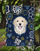 Blue Flowers Golden Retriever Flag Garden Size