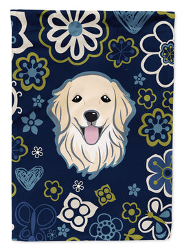 Blue Flowers Golden Retriever Flag Garden Size