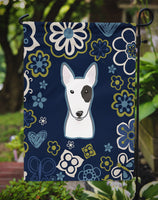 Blue Flowers Bull Terrier Flag Garden Size