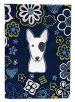 Blue Flowers Bull Terrier Flag Garden Size