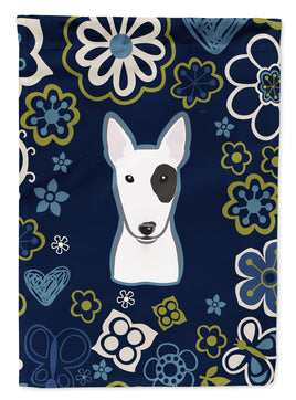 Blue Flowers Bull Terrier Flag Garden Size