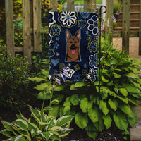 Blue Flowers German Shepherd Flag Garden Size BB5062GF