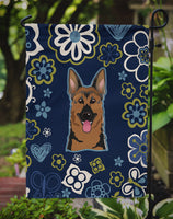 Blue Flowers German Shepherd Flag Garden Size BB5062GF