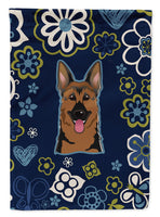 Blue Flowers German Shepherd Flag Garden Size BB5062GF