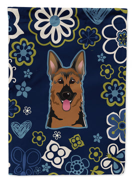 Blue Flowers German Shepherd Flag Garden Size BB5062GF