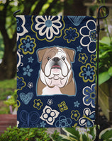 Blue Flowers English Bulldog Flag Garden Size