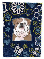 Blue Flowers English Bulldog Flag Garden Size