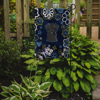 Blue Flowers Black Labrador Flag Garden Size BB5086GF