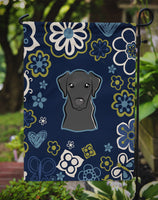 Blue Flowers Black Labrador Flag Garden Size BB5086GF