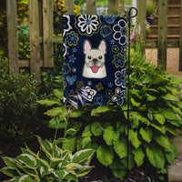 Blue Flowers French Bulldog Flag Garden Size