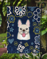 Blue Flowers French Bulldog Flag Garden Size