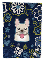 Blue Flowers French Bulldog Flag Garden Size