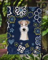 Blue Flowers Wire Haired Fox Terrier Flag Garden Size BB5098GF