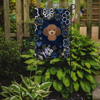 Blue Flowers Chocolate Brown Poodle Flag Garden Size BB5107GF