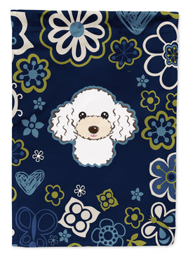 Blue Flowers White Poodle Flag Garden Size BB5108GF