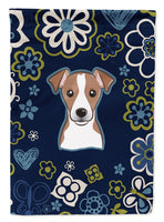 Blue Flowers Jack Russell Terrier Flag Garden Size