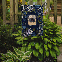 Blue Flowers Fawn Pug Flag Garden Size BB5113GF