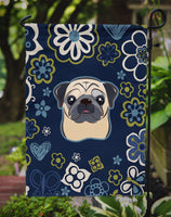 Blue Flowers Fawn Pug Flag Garden Size BB5113GF