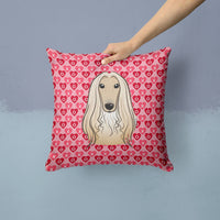 Afghan Hound Hearts Fabric Decorative Pillow BB5314PW1414