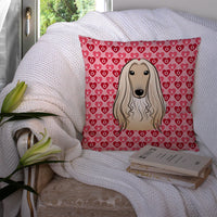 Afghan Hound Hearts Fabric Decorative Pillow BB5314PW1414