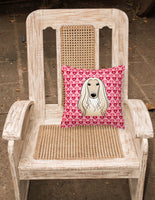 Afghan Hound Hearts Fabric Decorative Pillow BB5314PW1818