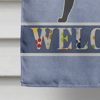 Black Labrador Retriever Welcome Flag Canvas House Size BB5512CHF