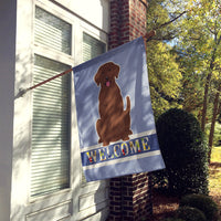 Chocolate Labrador Welcome Flag Canvas House Size BB5637CHF