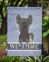 Chinese Crested Black Welcome Flag Garden Size BB5693GF