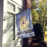 Chow Chow White Welcome Flag Canvas House Size BB5721CHF