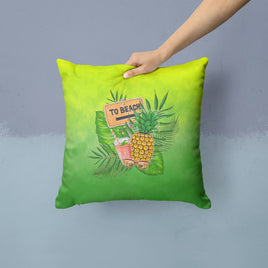 To the Beach Summer Fabric Decorative Pillow BB7450PW1414