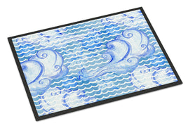 Beach Watercolor Abstract Waves Indoor or Outdoor Mat 18x27 BB7530MAT