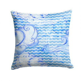 Beach Watercolor Abstract Waves Fabric Decorative Pillow BB7530PW1414