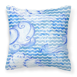 Beach Watercolor Abstract Waves Fabric Decorative Pillow BB7530PW1818