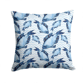 Beach Watercolor Fishes Fabric Decorative Pillow BB7532PW1414