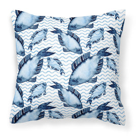 Beach Watercolor Fishes Fabric Decorative Pillow BB7532PW1818