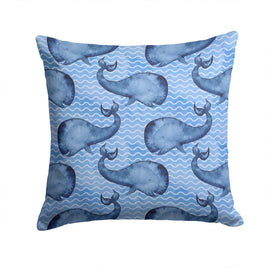 Beach Watercolor Whales Fabric Decorative Pillow BB7535PW1414