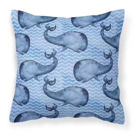 Beach Watercolor Whales Fabric Decorative Pillow BB7535PW1818