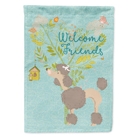 Welcome Friends Chocolate Poodle Flag Canvas House Size BB7612CHF