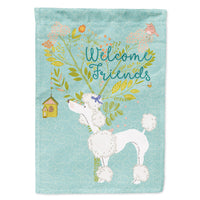 Welcome Friends White Poodle Flag Canvas House Size BB7614CHF