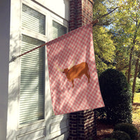 Ankole-Watusu Cow Pink Check Flag Canvas House Size BB7823CHF