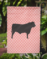 Black Angus Cow Pink Check Flag Garden Size