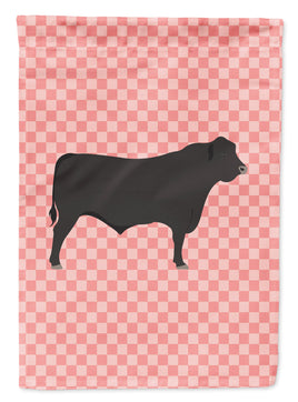 Black Angus Cow Pink Check Flag Garden Size