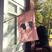 Belted Galloway Cow Pink Check Flag Canvas House Size BB7831CHF