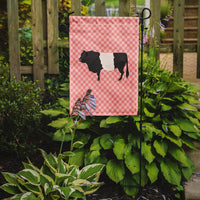 Belted Galloway Cow Pink Check Flag Garden Size