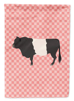 Belted Galloway Cow Pink Check Flag Garden Size