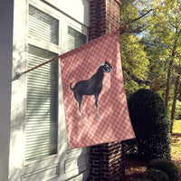 Black Bengal Goat Pink Check Flag Canvas House Size BB7884CHF